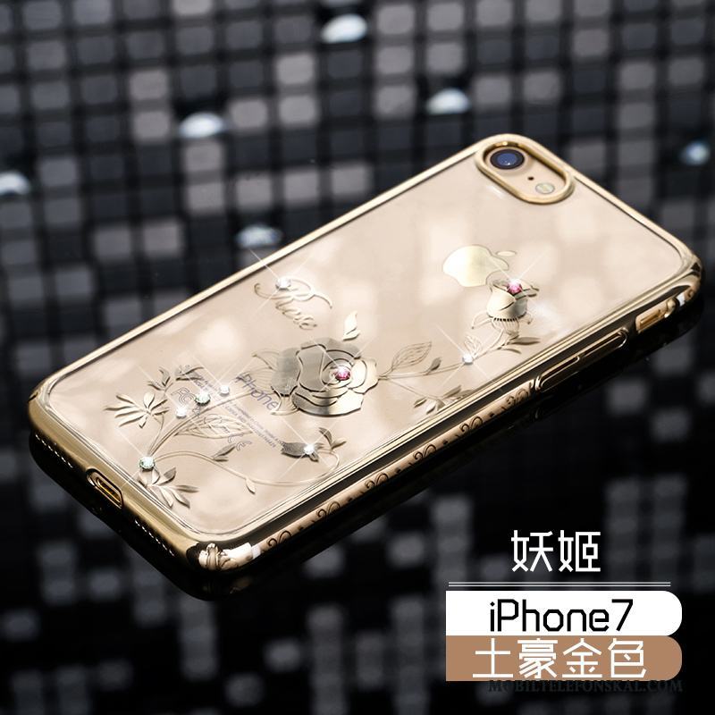 iPhone 7 Skal Rosa Guld Hård Strass Fallskydd Lyxiga Telefon