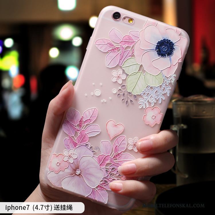 iPhone 7 Skal Silikon Fallskydd Rosa Nubuck Elegant Trend Varumärke All Inclusive