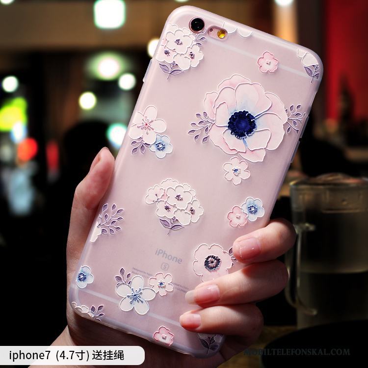 iPhone 7 Skal Silikon Fallskydd Rosa Nubuck Elegant Trend Varumärke All Inclusive