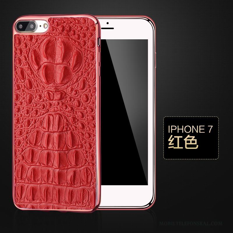 iPhone 7 Skal Skydd Röd Läderfodral Cow Äkta Läder Business Mobil Telefon