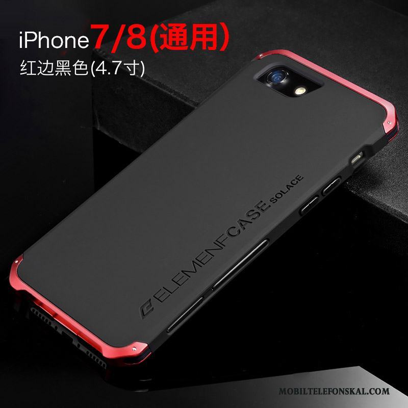 iPhone 7 Skal Svart Röd Ny Metall Trend Fallskydd Frame