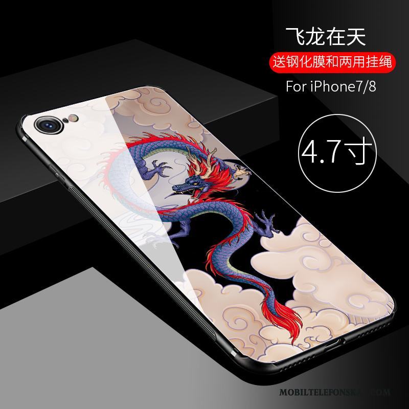 iPhone 7 Skal Telefon Kinesisk Stil Ny Fallskydd Svart Glas Originalitet