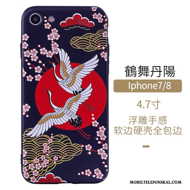 iPhone 7 Skydd Fodral Vind Konst Kinesisk Stil Skal Telefon Blå