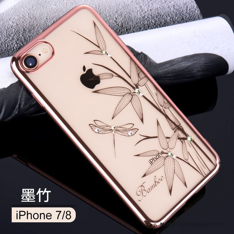 iPhone 7 Strass Fallskydd Hård Rosa Guld Skal Telefon Lyxiga Plating