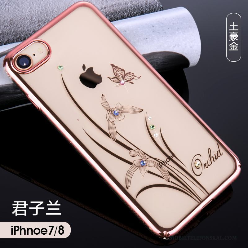 iPhone 7 Strass Fallskydd Hård Rosa Guld Skal Telefon Lyxiga Plating