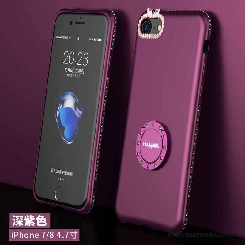 iPhone 7 Strass Rosa Support Mjuk Silikon Skal Telefon Nubuck