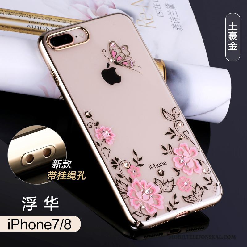 iPhone 7 Transparent Skal Telefon Trend Varumärke Rosa Guld Fodral Ny Lyxiga