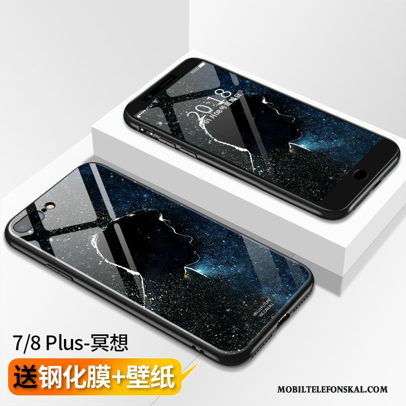 iPhone 8 Plus All Inclusive Blå Glas Ny Fallskydd Skal Telefon Trend Varumärke