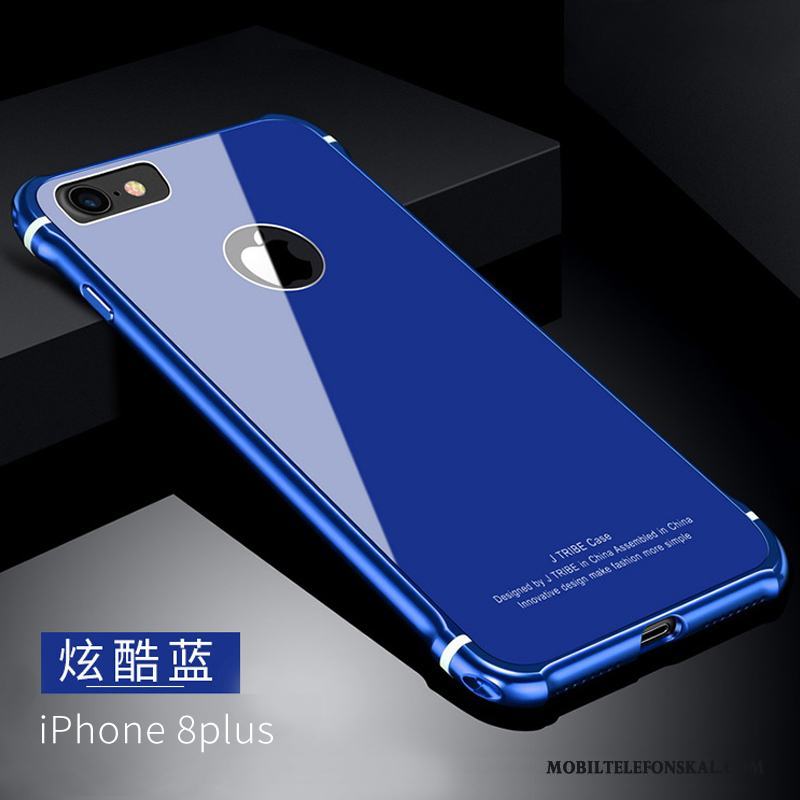 iPhone 8 Plus All Inclusive Metall Personlighet Fallskydd Fodral Glas Skal Telefon