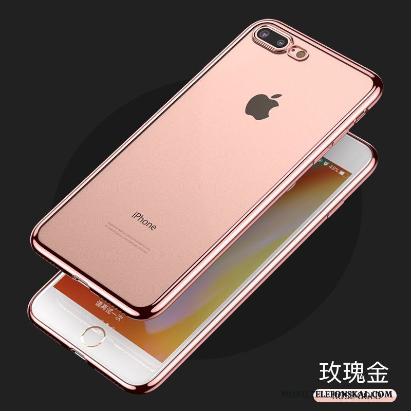 iPhone 8 Plus Fallskydd Transparent Röd Mjuk Slim Skal Telefon Fodral