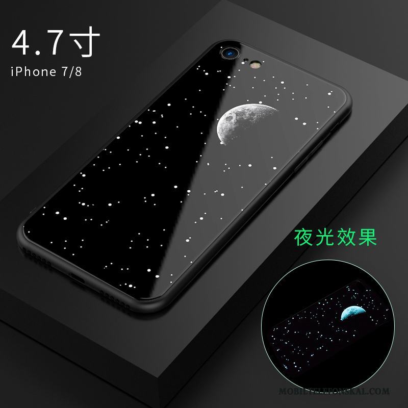 iPhone 8 Plus Fodral Glas Svart Skal Telefon Kreativa Trend Varumärke Fallskydd