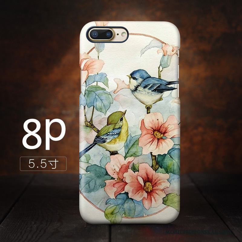 iPhone 8 Plus Konst Vind Skal Blå Kinesisk Stil Fallskydd Retro