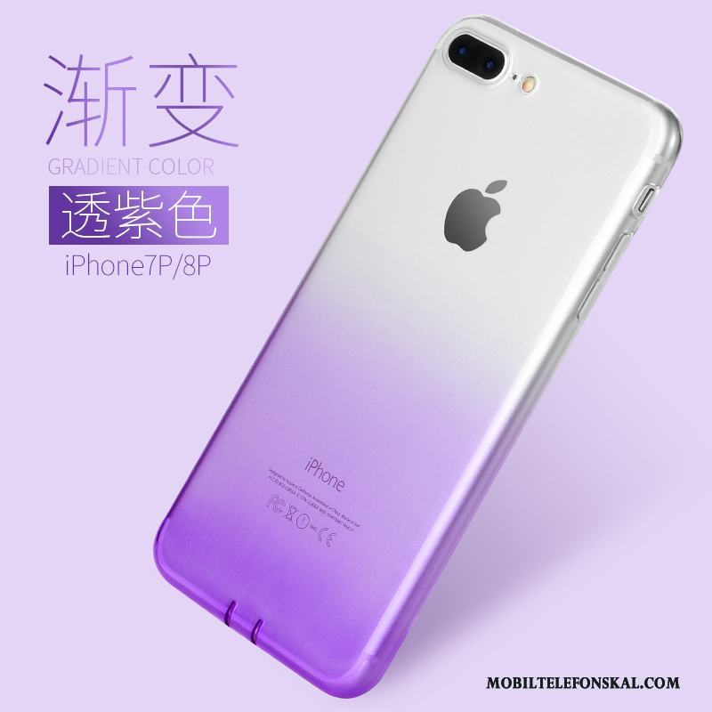 iPhone 8 Plus Kreativa Skal Telefon Silikon Mjuk Gradient Färg Transparent Röd
