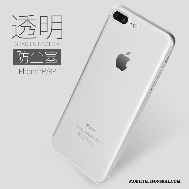 iPhone 8 Plus Kreativa Skal Telefon Silikon Mjuk Gradient Färg Transparent Röd