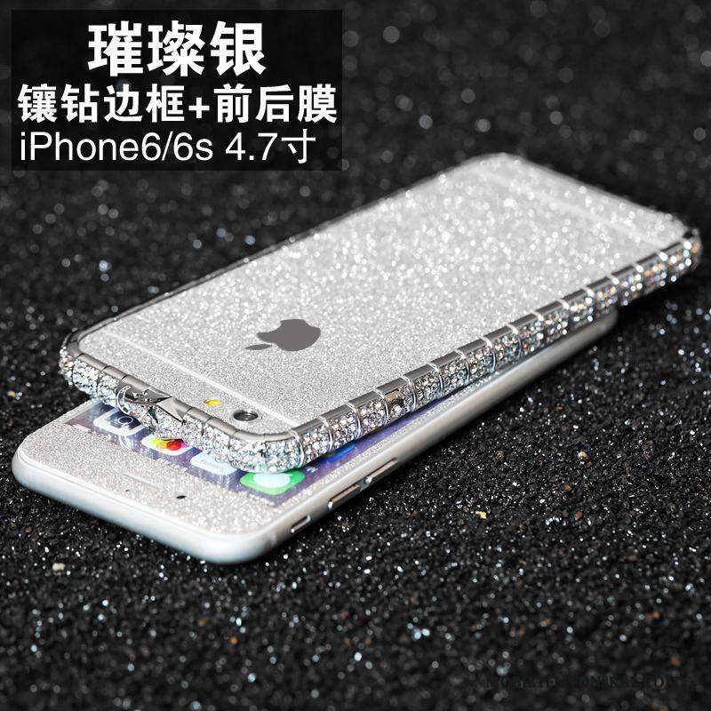 iPhone 8 Plus Metall Ny Skal Fallskydd Frame Med Strass Telefon