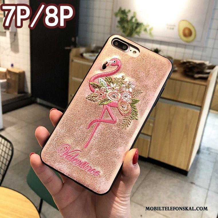 iPhone 8 Plus Ny Fodral Broderi Mobil Telefon Kreativa Rosa Skal Telefon