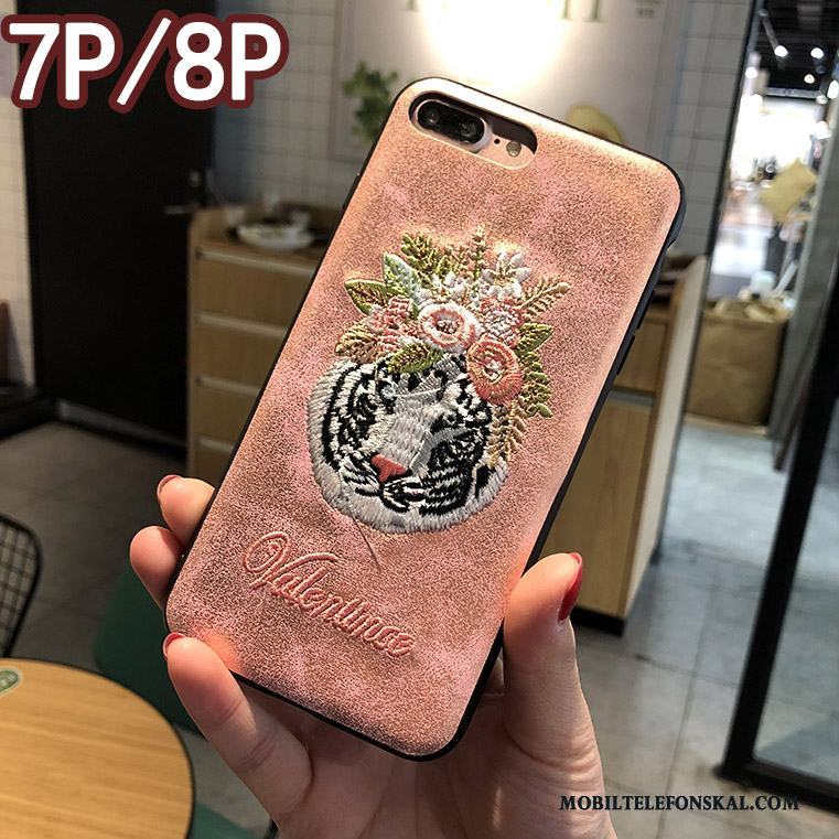 iPhone 8 Plus Ny Fodral Broderi Mobil Telefon Kreativa Rosa Skal Telefon