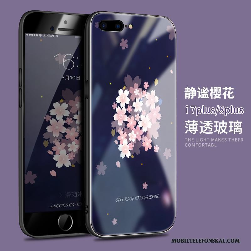 iPhone 8 Plus Ny Trend Varumärke Rosa Fodral Skal Telefon Glas Silikon