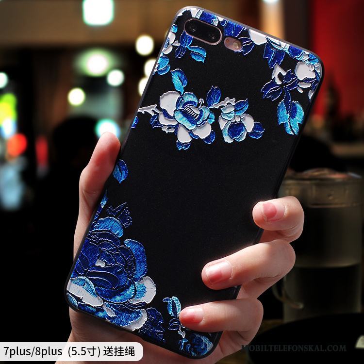 iPhone 8 Plus Personlighet Kinesisk Stil Silikon Röd Skal Telefon Kreativa Fallskydd