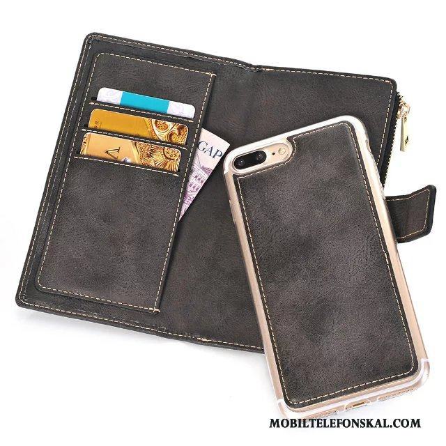 iPhone 8 Plus Plånbok Läderfodral Skal Skydd Blå Mobil Telefon
