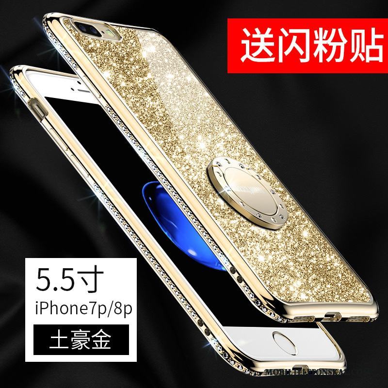 iPhone 8 Plus Ring Silikon Transparent Fallskydd Skal Telefon Gul Strass