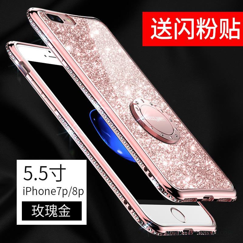 iPhone 8 Plus Ring Silikon Transparent Fallskydd Skal Telefon Gul Strass