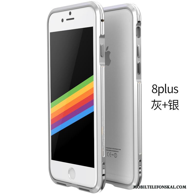 iPhone 8 Plus Rosa Enkel Grå Fallskydd Skal Telefon Metall Frame