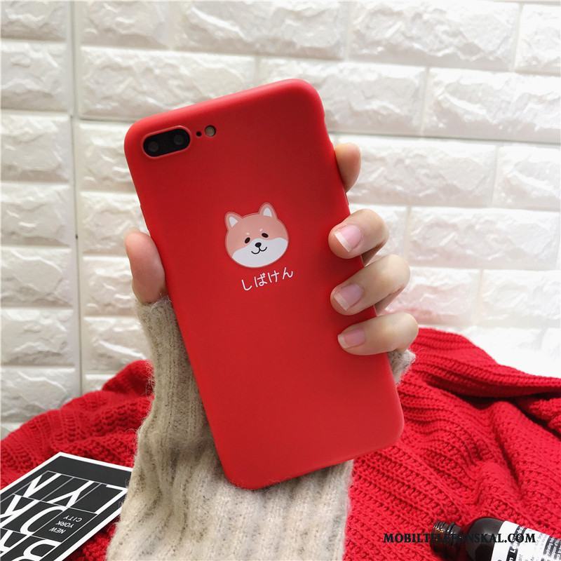 iPhone 8 Plus Röd Kreativa Mjuk Skal Personlighet Telefon Hund