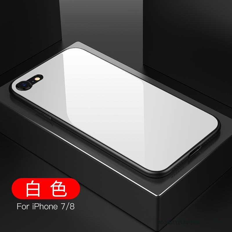 iPhone 8 Plus Skal Fallskydd Spegel All Inclusive Röd Glas Mönster Transparent