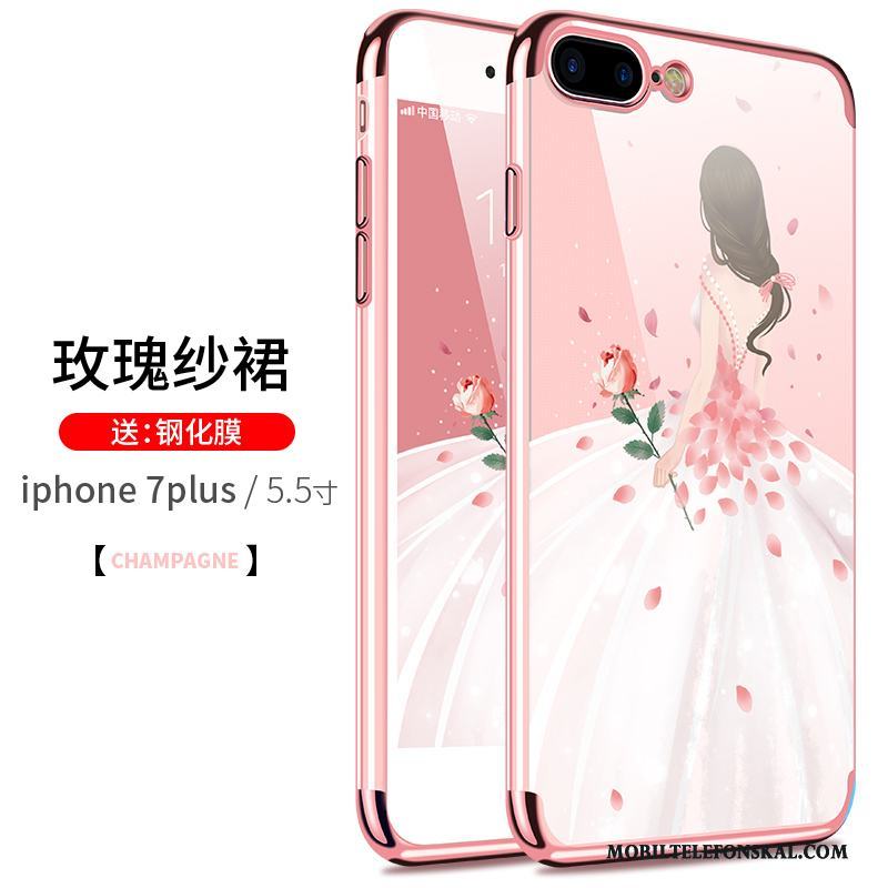 iPhone 8 Plus Skal Ny Transparent Rosa Fallskydd Slim Silikon Mjuk