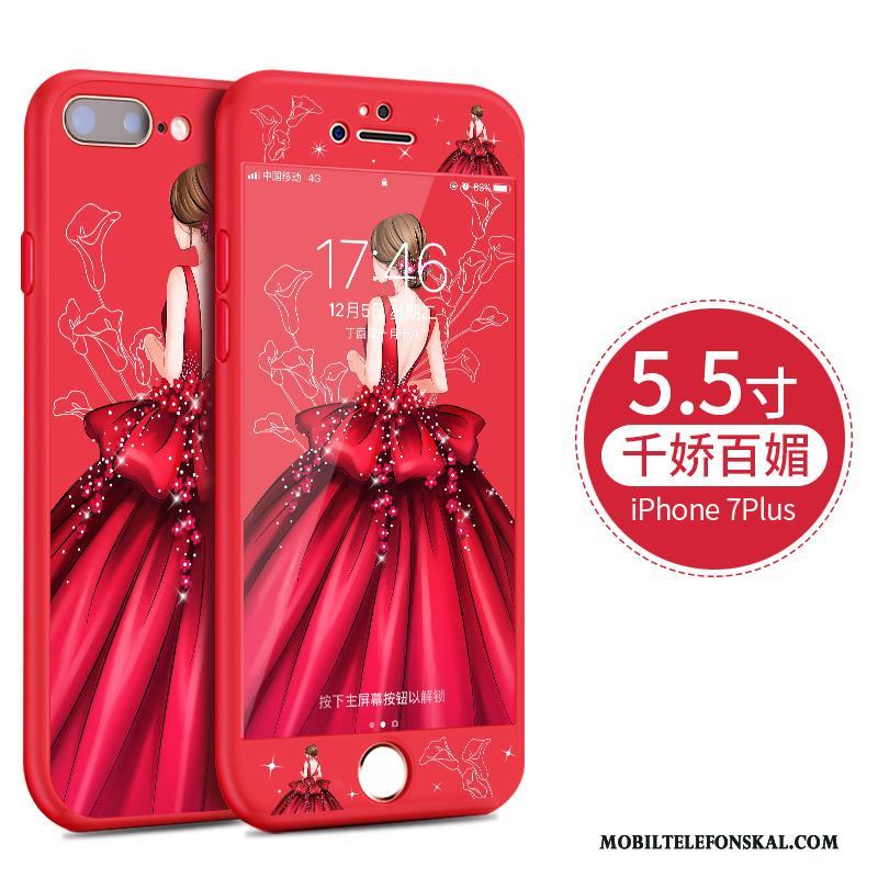 iPhone 8 Plus Skal Röd Silikon Telefon Fodral Fallskydd Mjuk