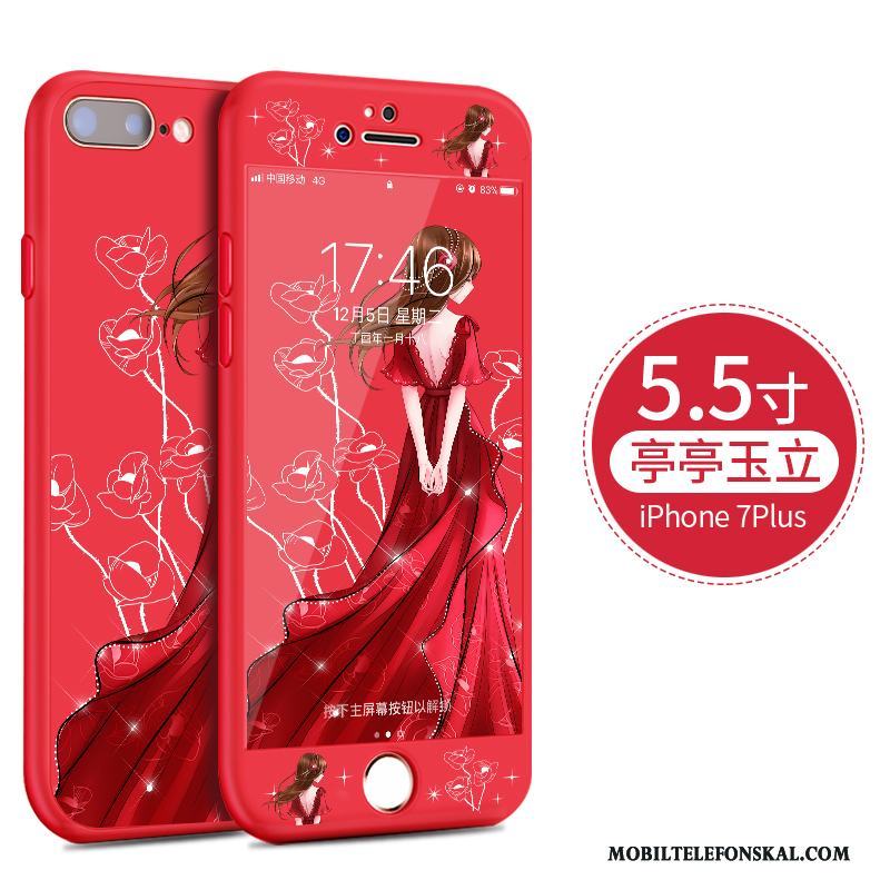 iPhone 8 Plus Skal Röd Silikon Telefon Fodral Fallskydd Mjuk