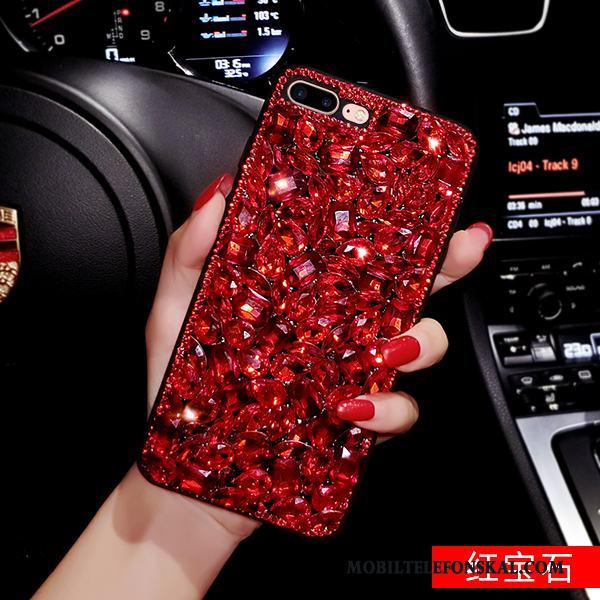 iPhone 8 Plus Skal Telefon Elegant Net Red Strass Grön Röd Trend