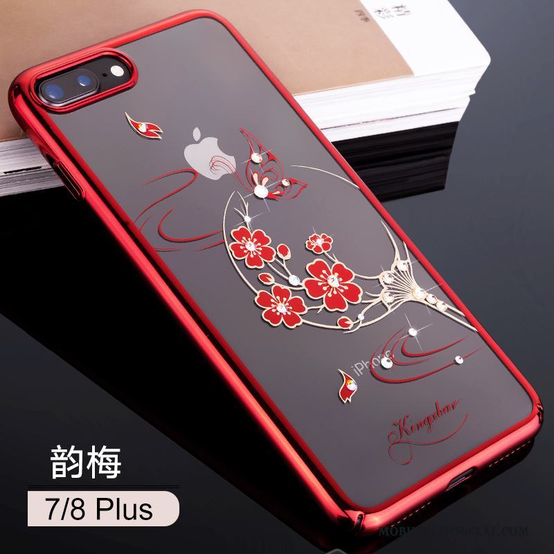 iPhone 8 Plus Strass Transparent All Inclusive Fodral Blå Elegant Skal Telefon