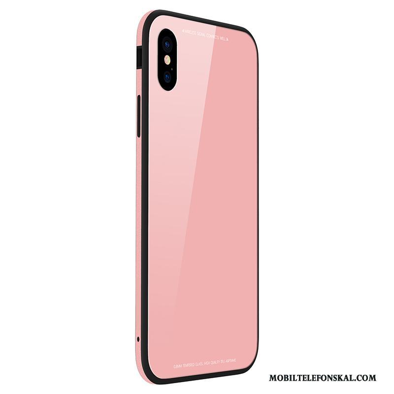 iPhone 8 Plus Vit Metall Skal Telefon Fodral Härdat Glas Fallskydd Mobil Telefon