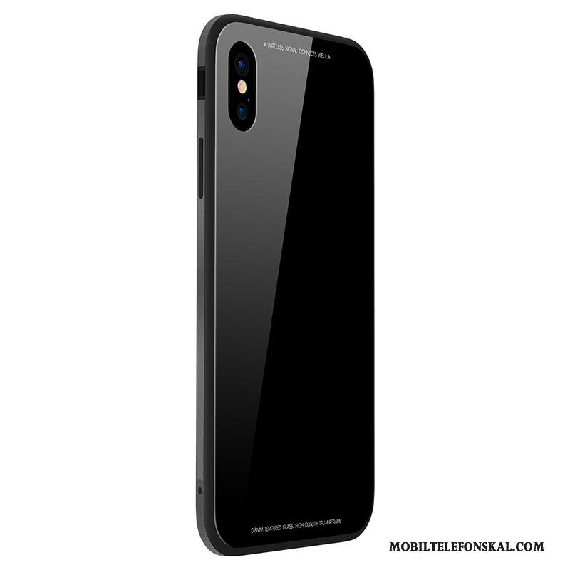 iPhone 8 Plus Vit Metall Skal Telefon Fodral Härdat Glas Fallskydd Mobil Telefon