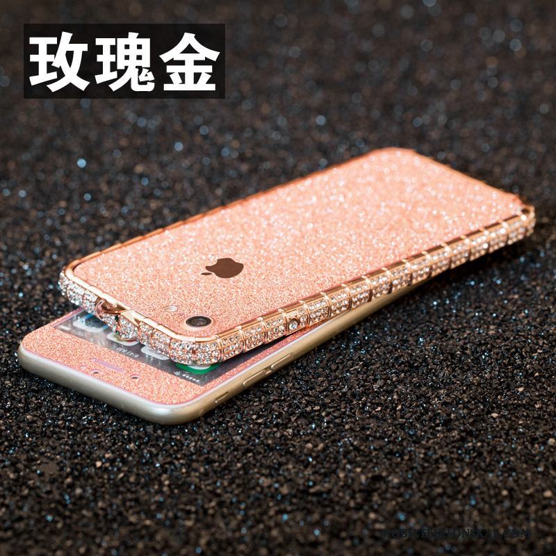 iPhone 8 Skal Rosa Guld Med Strass Ny Skydd Frame Fallskydd Fodral