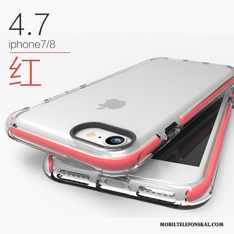 iPhone 8 Skal Telefon Fallskydd Fodral Transparent Rosa Mjuk Silikon
