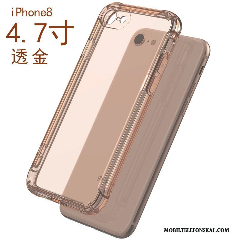 iPhone 8 Transparent Rosa Guld Mjuk Skal Telefon Fodral Fallskydd Silikon