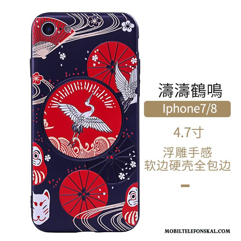 iPhone 8 Vind Konst Skal Telefon Skydd Fodral Kinesisk Stil Blå