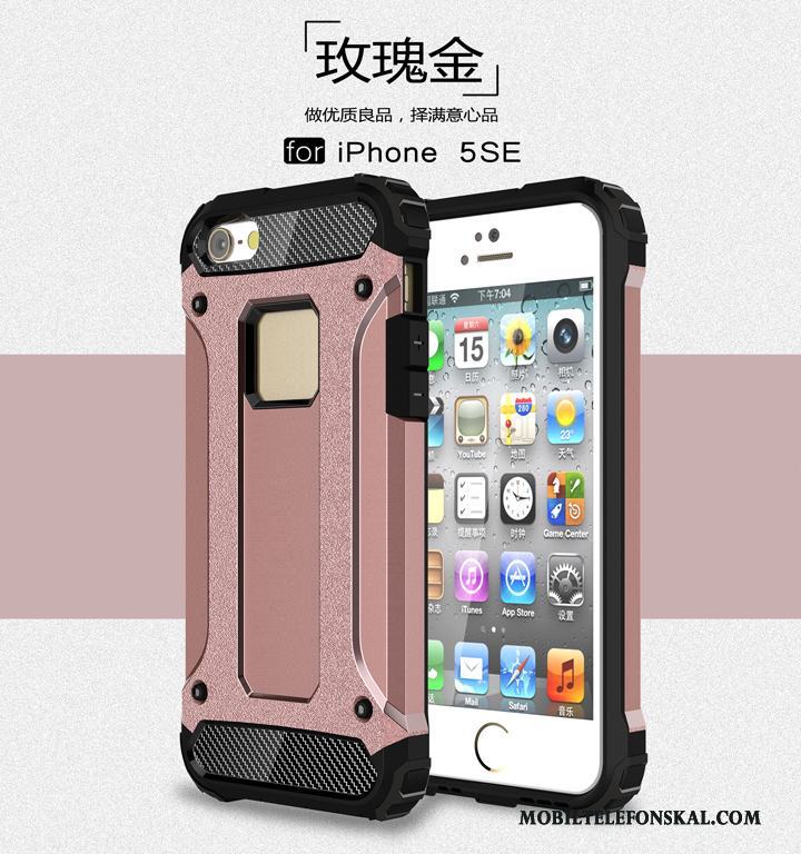 iPhone Se Skal Fallskydd All Inclusive Silikon Tre Försvar Svart Röd Fodral