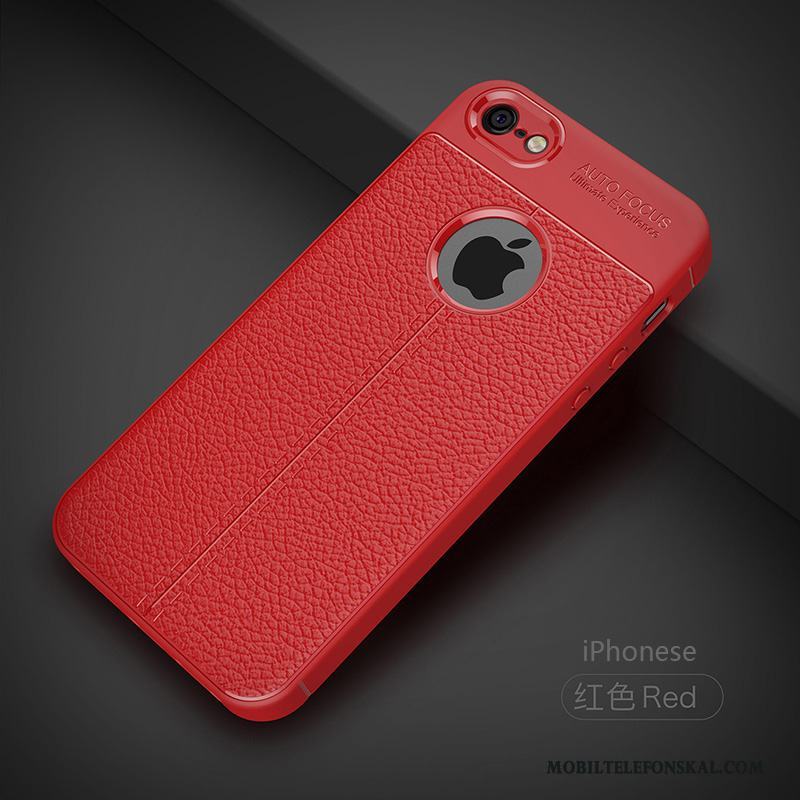 iPhone Se Skal Fallskydd Röd Enkel Läder Trend Mönster Kvalitet