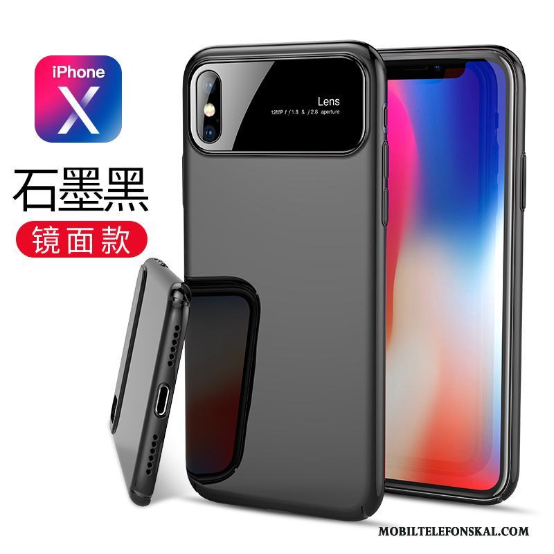 iPhone X Fallskydd Svart Glas Trend Fodral Spegel Skal Telefon