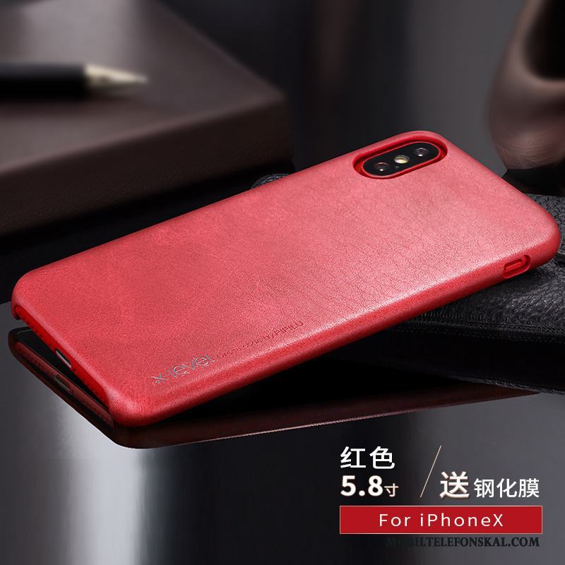 iPhone X Läderfodral Röd Slim Fallskydd Mjuk Kreativa Skal Telefon