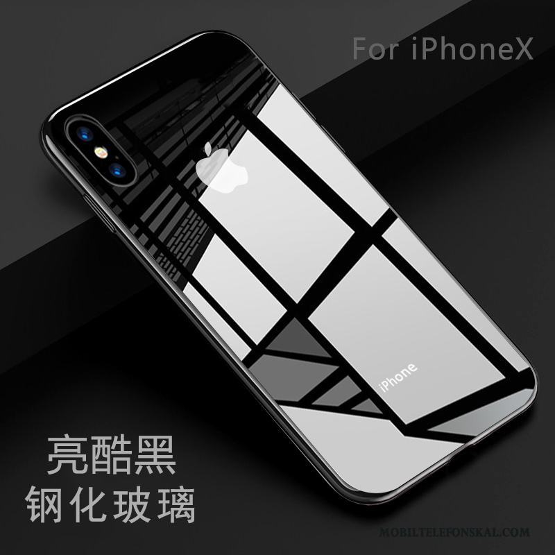 iPhone X Ny Trend Svart Silikon Härdat Glas Fodral Skal Telefon