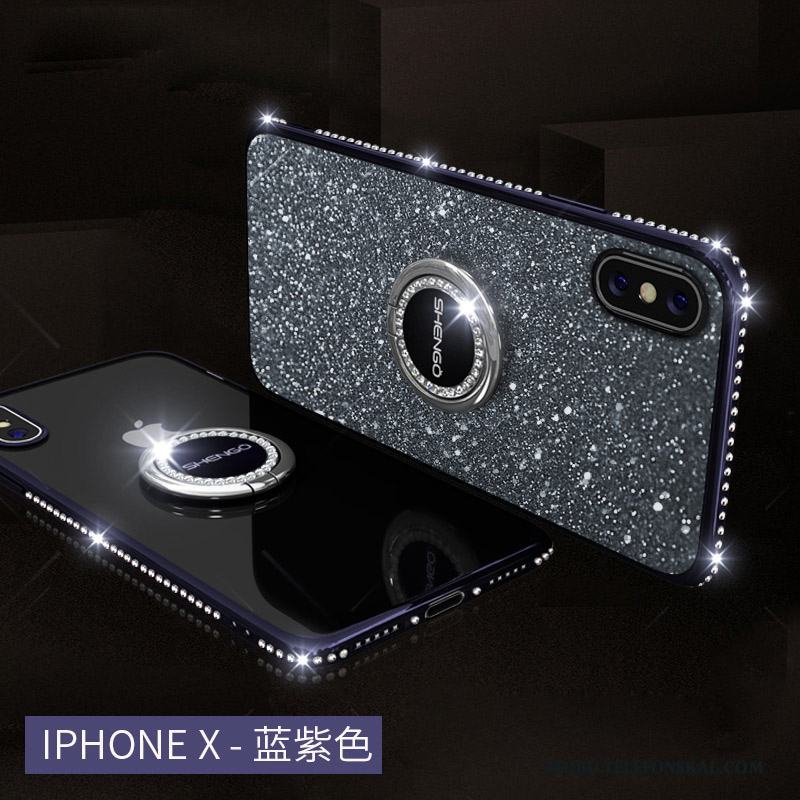 iPhone X Skal Fallskydd Silikon Hängsmycken Strass Fodral Rosa Ny