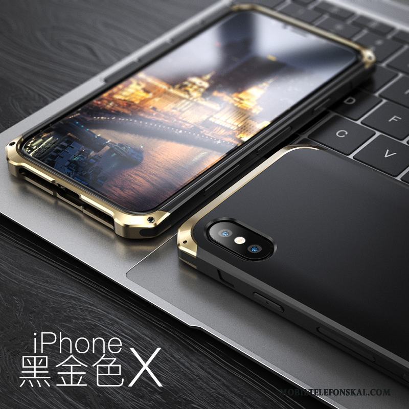 iPhone X Skal Fodral Ny Fallskydd All Inclusive Metall Blå Nubuck