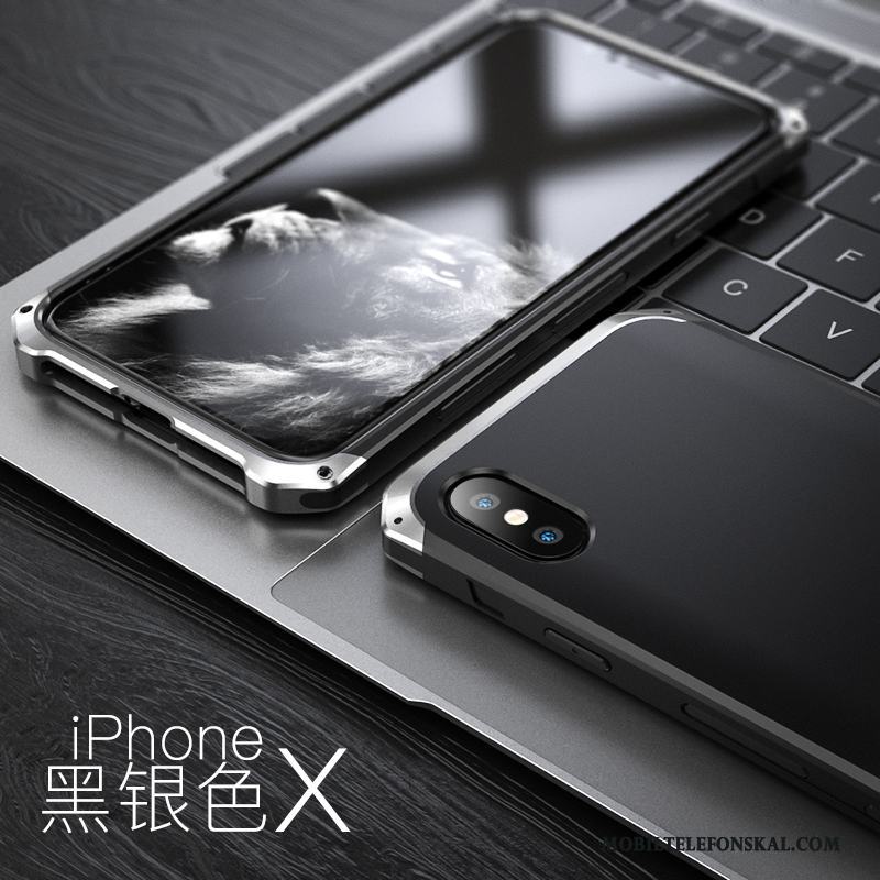 iPhone X Skal Fodral Ny Fallskydd All Inclusive Metall Blå Nubuck