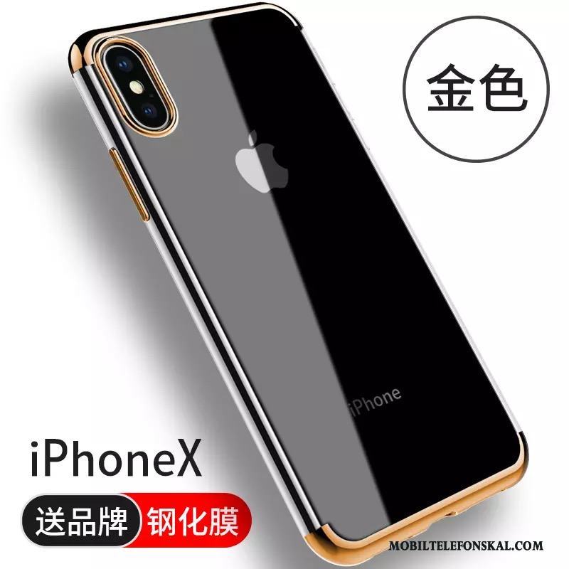 iPhone X Skal Ny Fallskydd Trend Transparent Silikon Guld Fodral