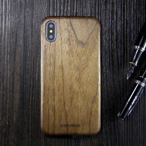 iPhone X Skal Ny Fodral Skydd Svart Trend Varumärke Fallskydd Wood